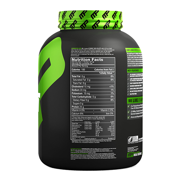 nutrition facts of musclepharm combat isolate protein